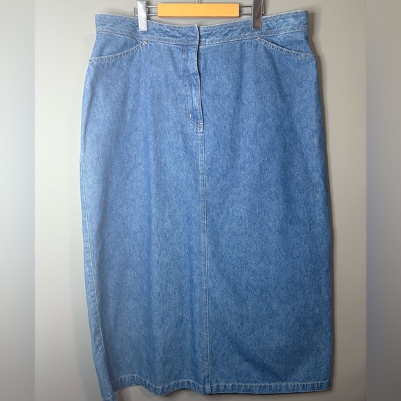 Vintage Reflect Jeans Denim Midi Skirt Size 18 High Waist Blue Jean Skirt - Picture 2 of 7